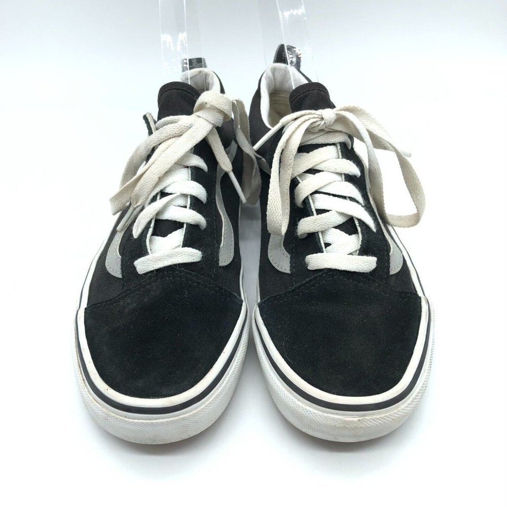 Vans Sneakers Low Top Lace Up Black Canvas Suede Juniors Size 6 - Picture 2 of 7